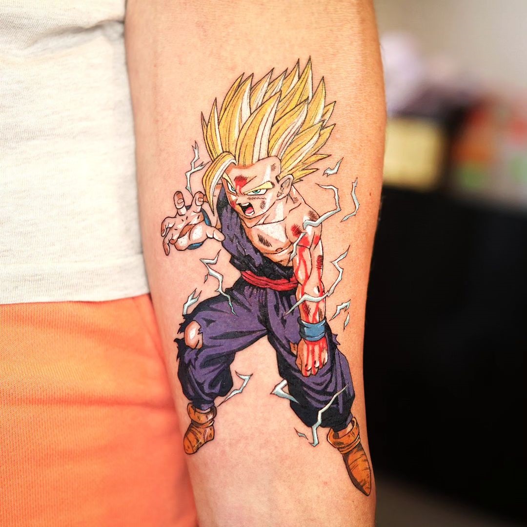 Dynamic Goku Tattoo Design On The Forearm
