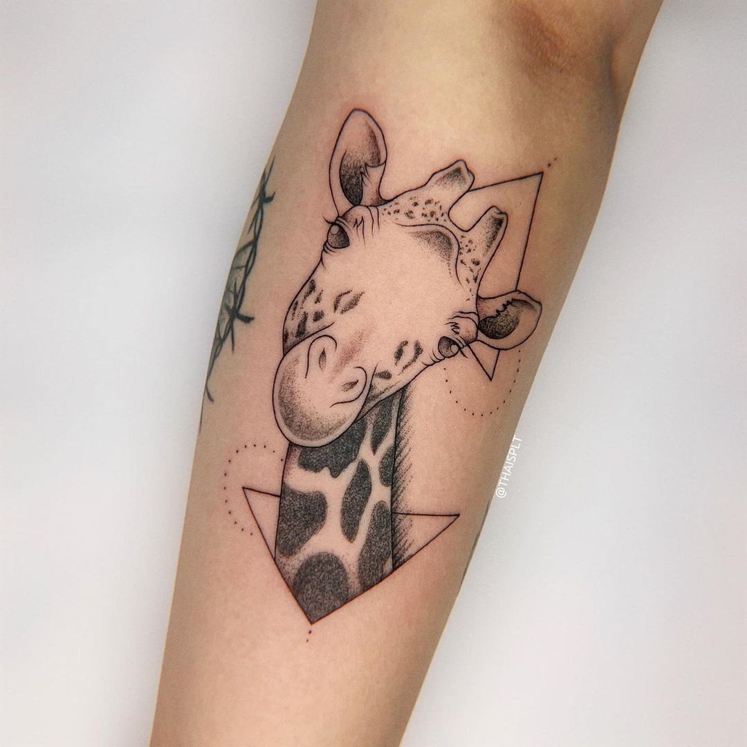 Geometric Giraffe Head Tattoo