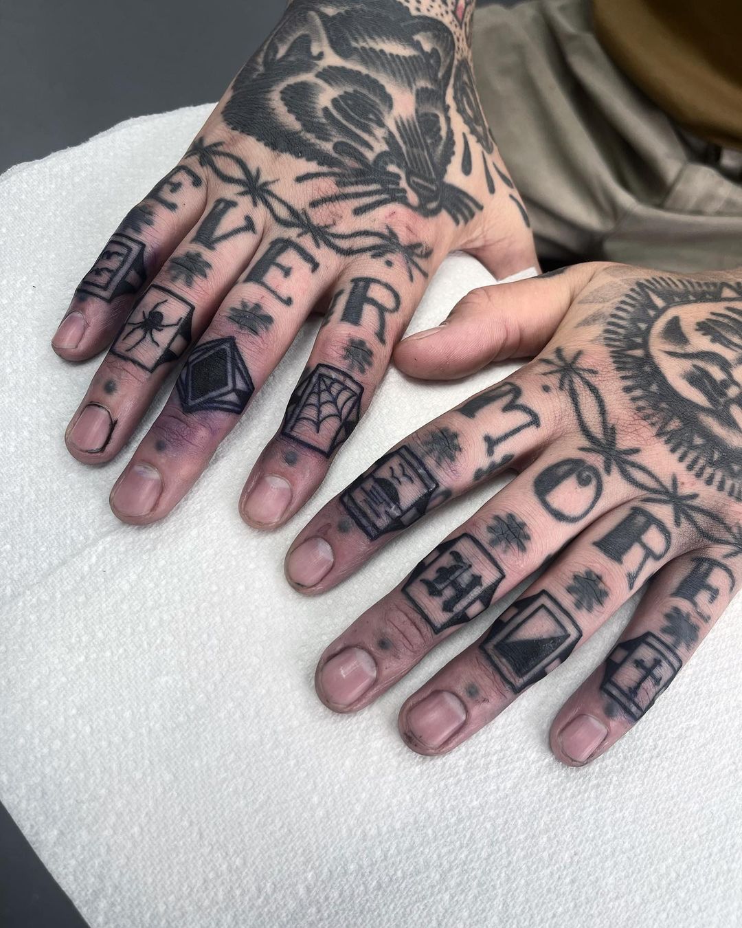 Geometric Knuckle Tattoos