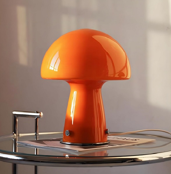 Glass Mushroom Corded Table Lamp