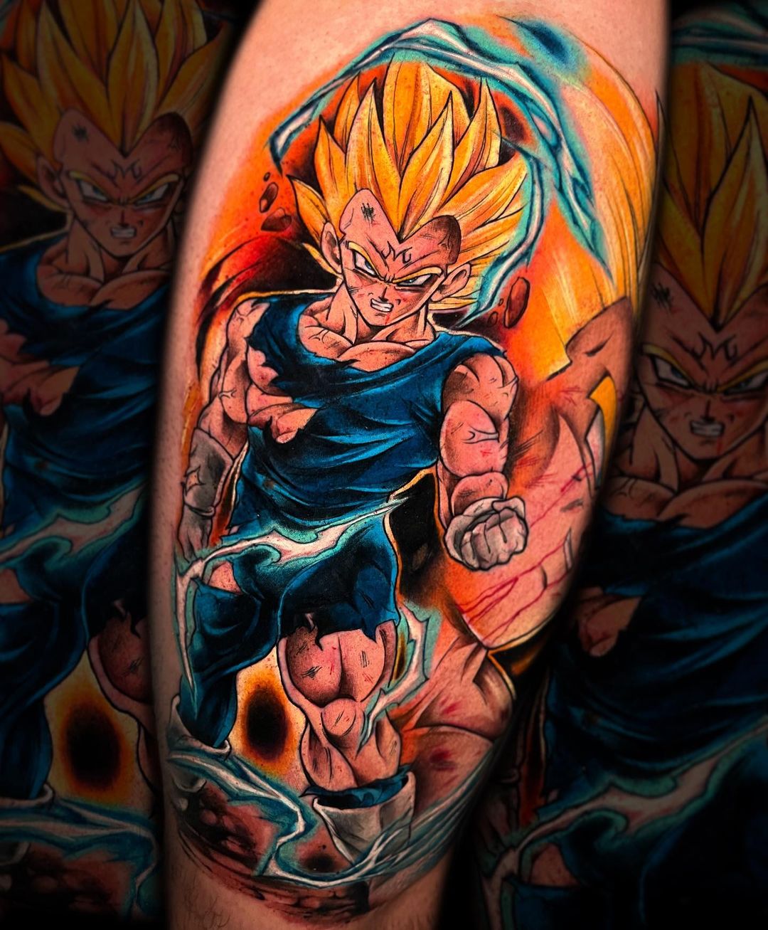 Goku's Fiery Mightdragon Ball Z Full Arm Tattoo
