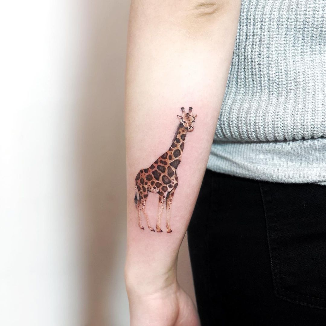 Graceful Giraffe Arm Tattoo