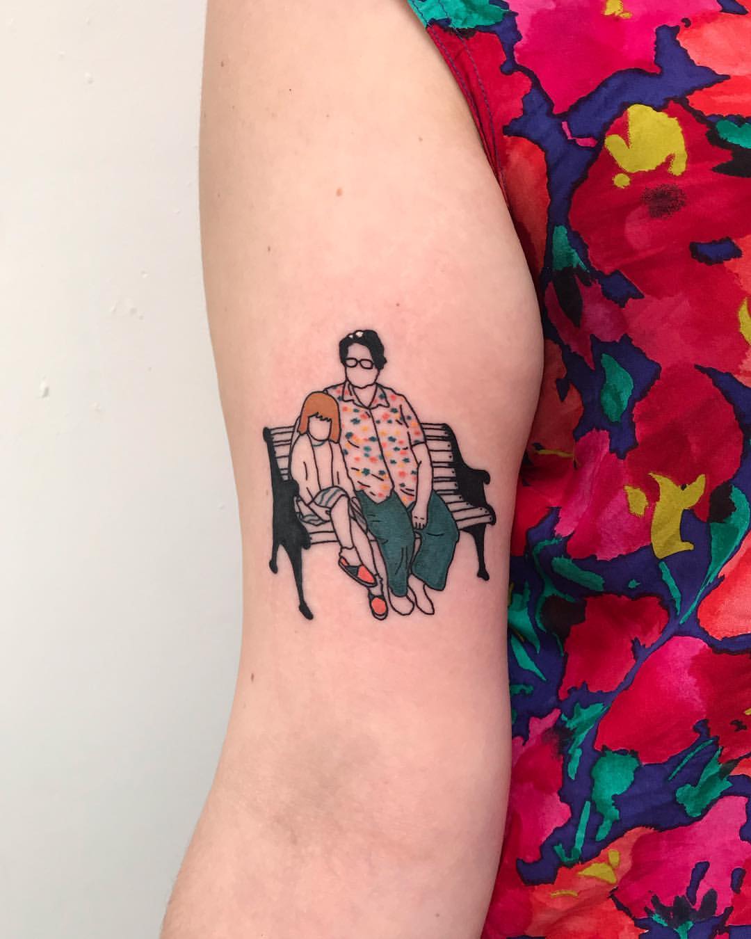 Grandma On Park Bench Tattoo
