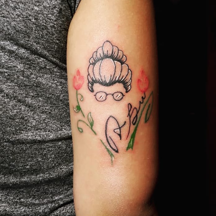 Grandma's Blossoming Love Rose And Signature Tattoo