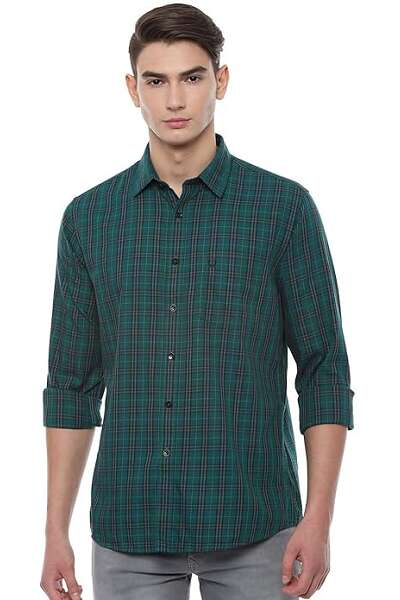 Buy Van Heusen Green Shirt Online - 804861 | Van Heusen
