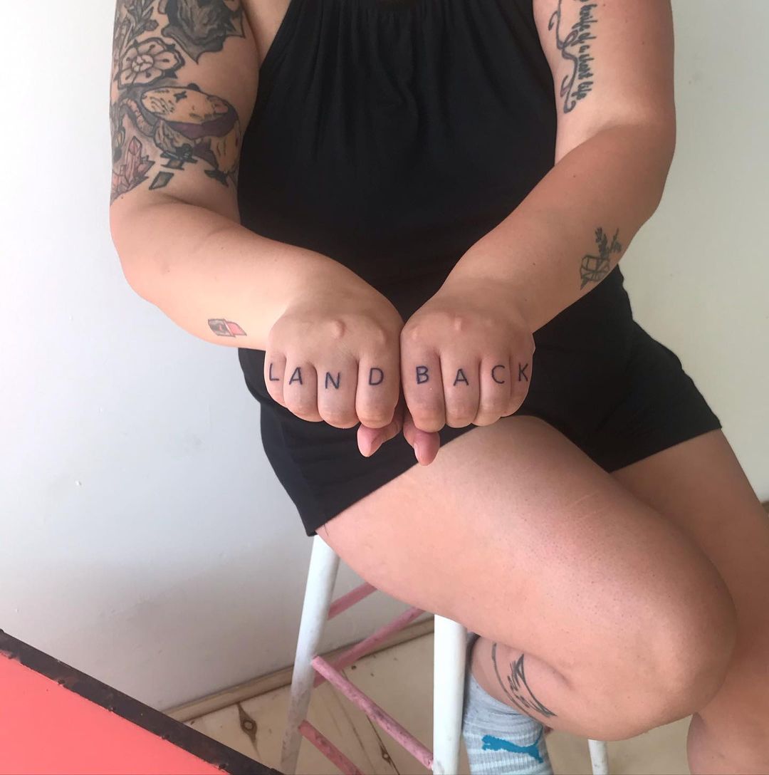 'land Back' Bold Knuckle Tattoos
