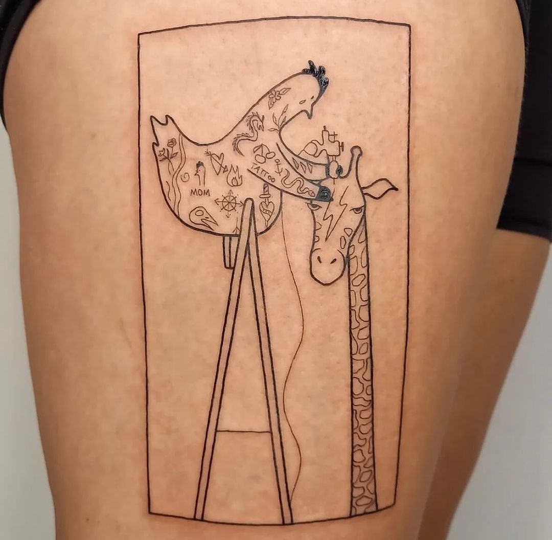 Motherly Love Giraffe Tattoo