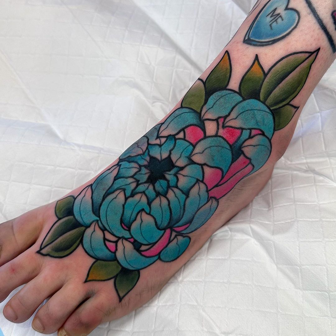 tattoo-princess:blue-peonies-intenze-tattoo-ink-neotat-tattoo-machine