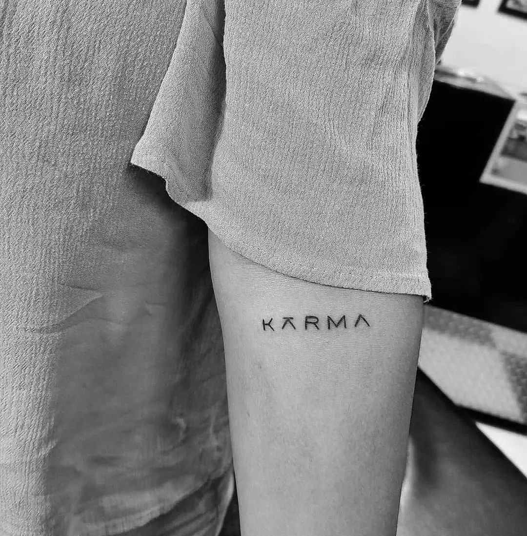 Simple Karma Forearm Tattoo