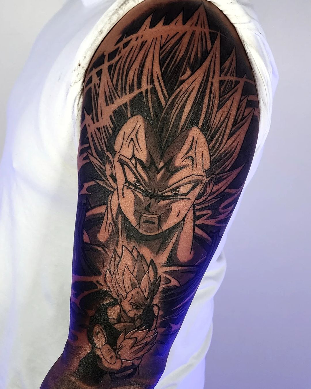 Vegeta's Gazeintense Full Arm Dragon Ball Tattoo