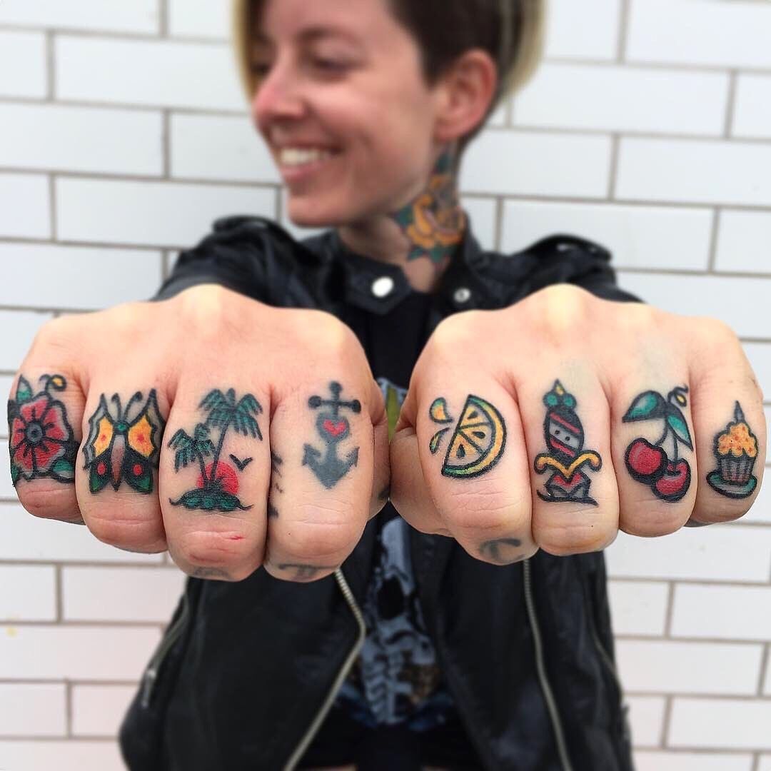Vibrant Knuckle Tattoo Collection