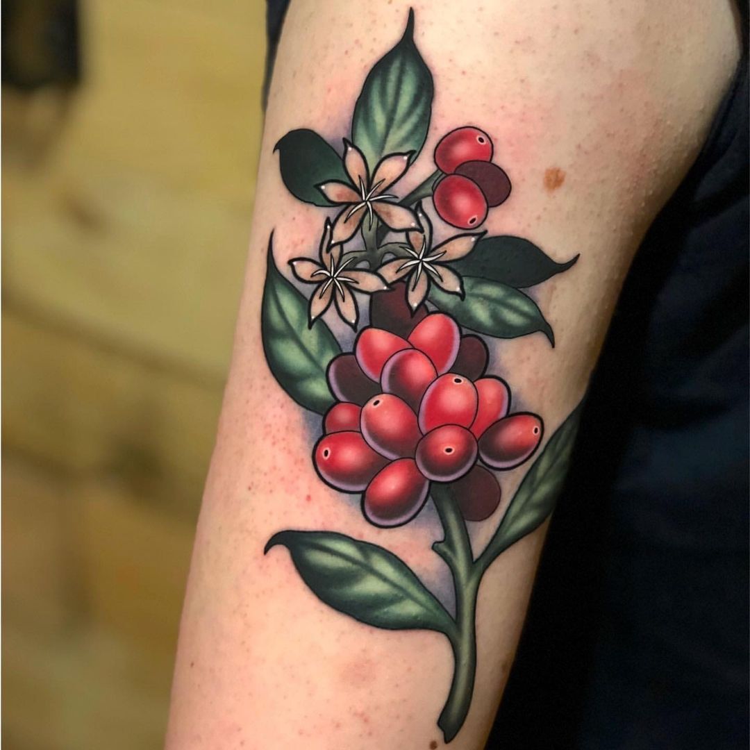 Vibrant Coffee Cherry Tattoo