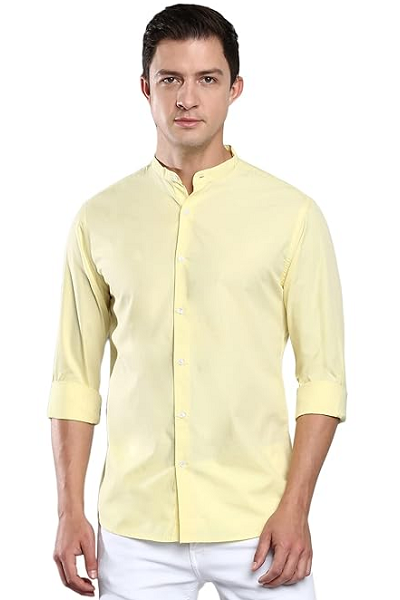 Buy Stylish Lemon Plain Yellow Shirt For Men Online