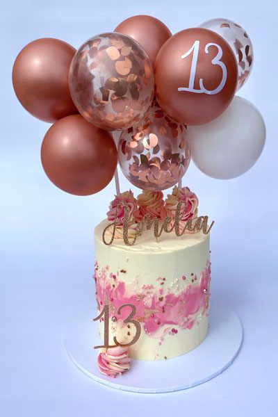 Balloon Garland 13 Years Cake