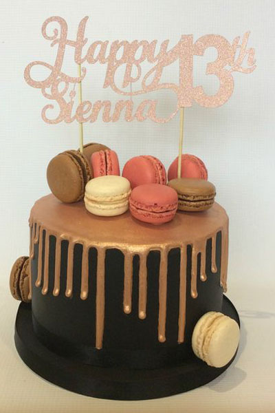 Black And Gold Drip 13 Number Cake