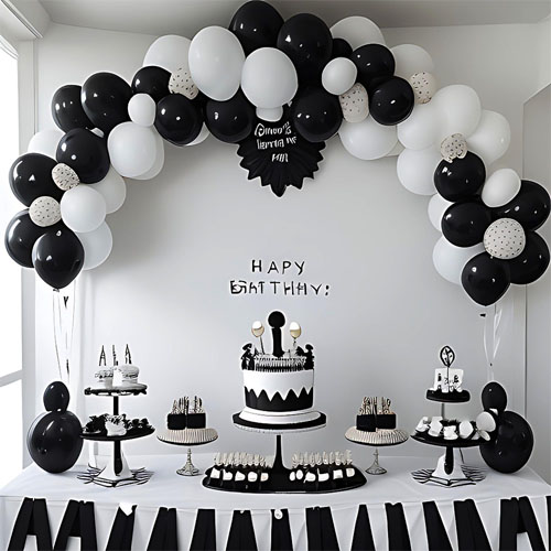 Chic Black and White Ball Decoration for 50th Birthday