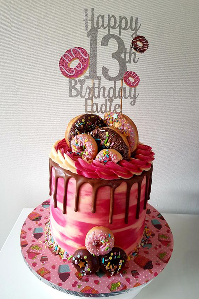 Donut Drip Cake For 13 Year Birthday