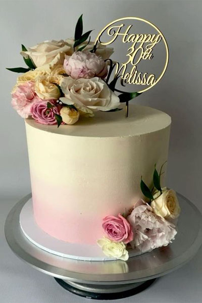 Gorgeous Floral Thirty Birthday Cake