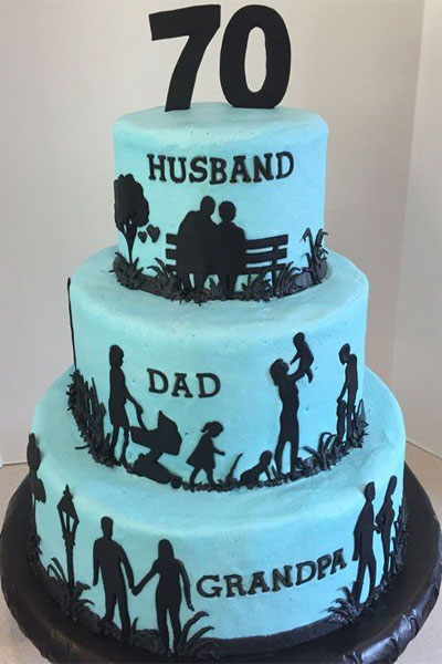 Husband, Dad, Grandpa Silhouette Birthday Cake