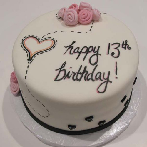 Simple Doodle 13th Birthday Cake Design